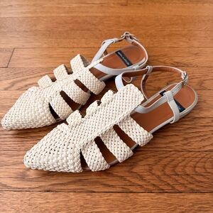 ANTHROPOLOGIE Women's Cream Woven Slingback Sandals